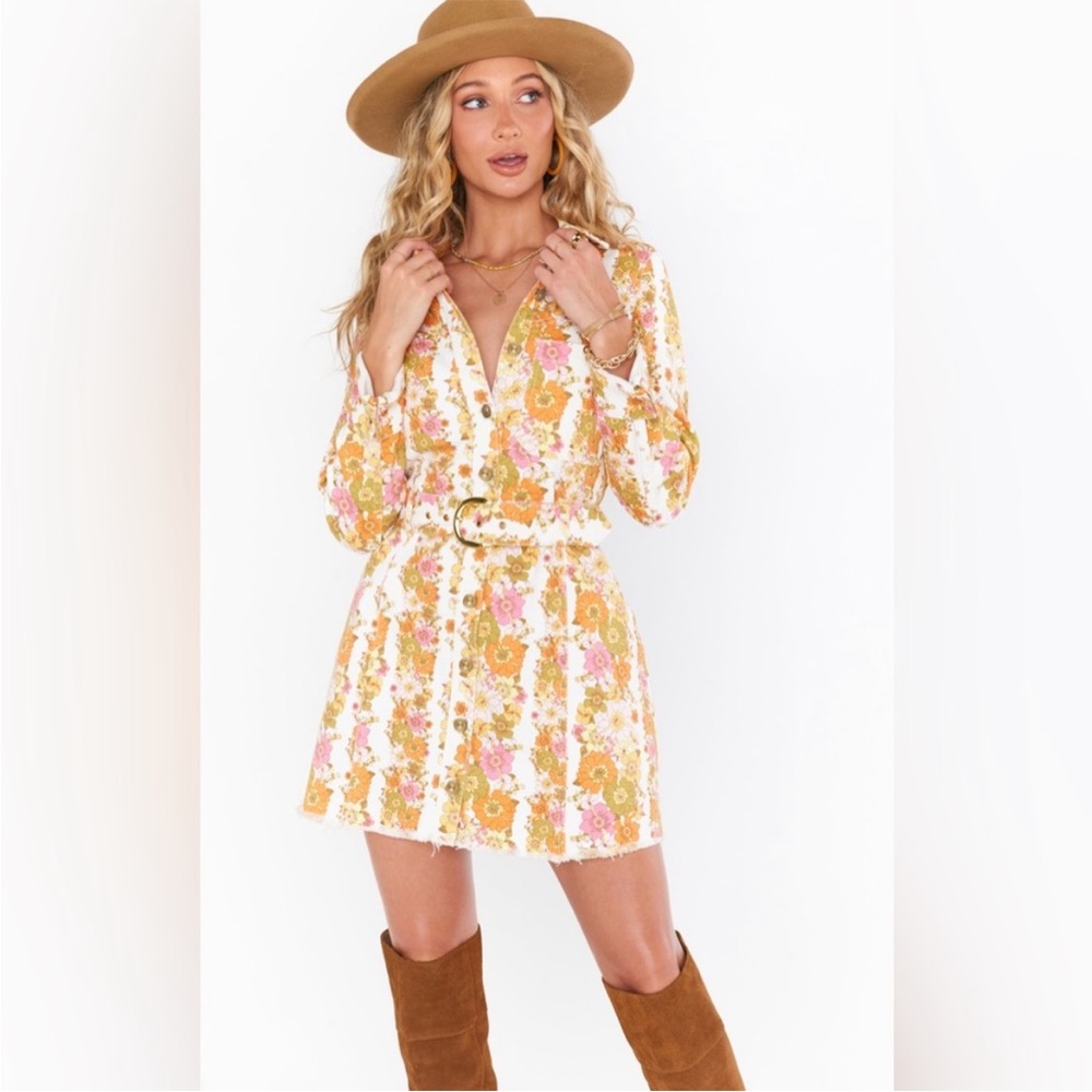 Show Me Your MuMu - Floral Printed Denim Dress